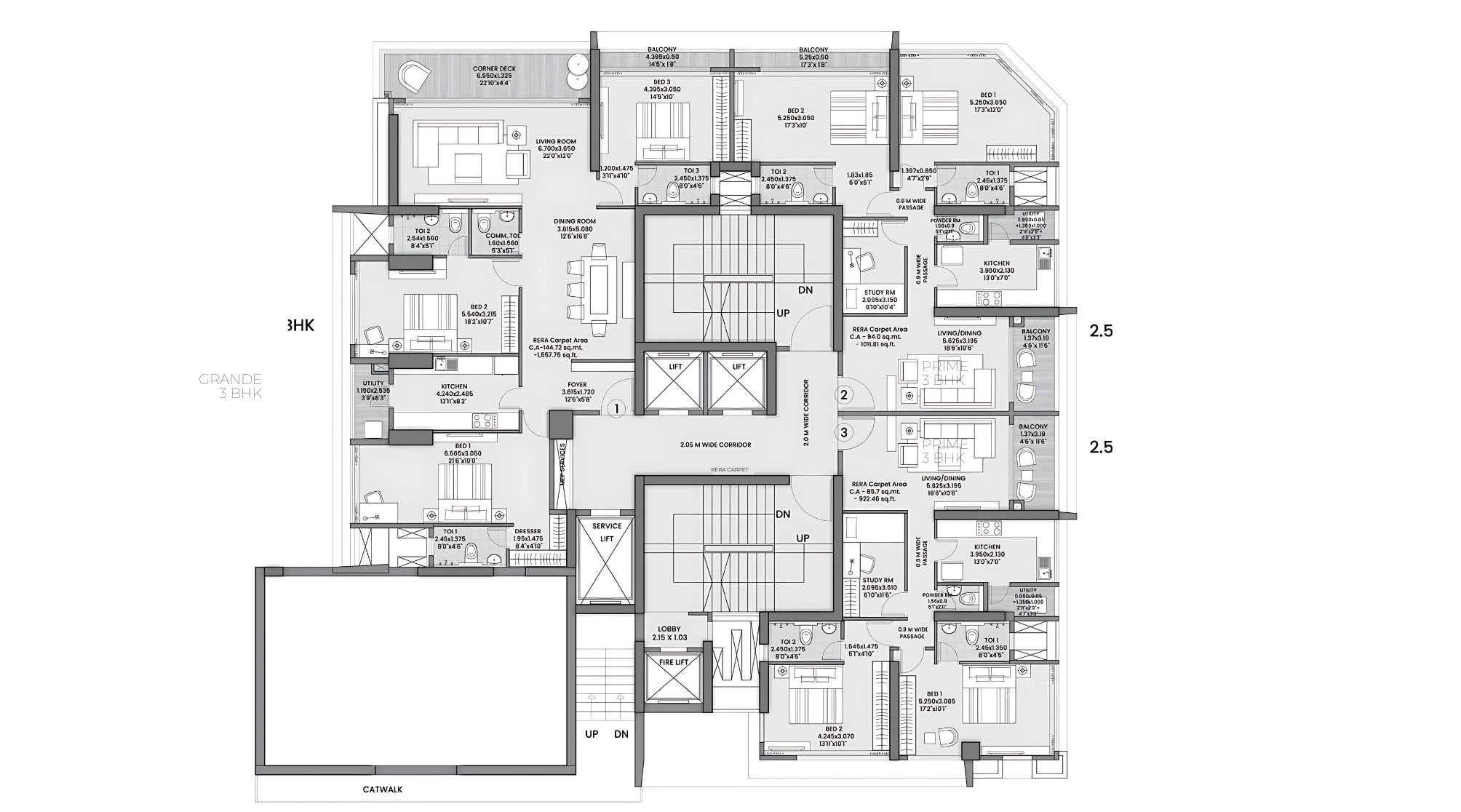 Excel-Bellissima-Floor-Plan-3-BHK-Typical-Floor-Plan